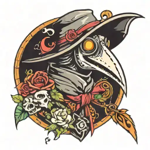 plague doctor anime style tattoo design idea