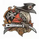 plague doctor anime style tattoo design idea