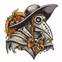 plague doctor anime style tattoo design idea
