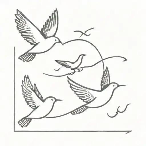 3 birds flying, symbolyzing my mum my little sister and me. Every bird has their own letter, H for mum, A me and N sis tattoo design idea