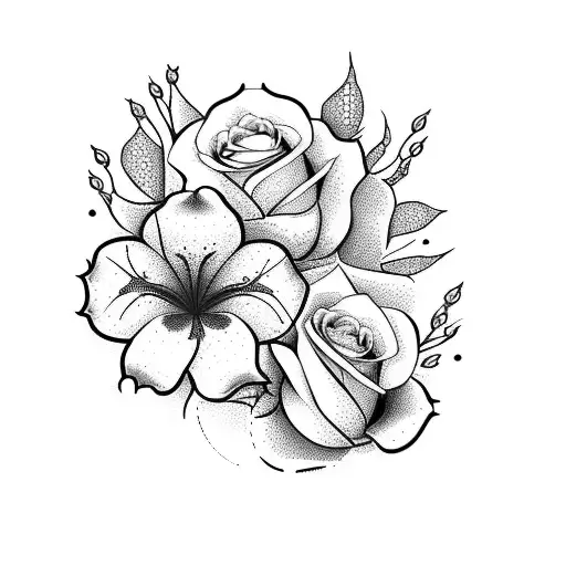 two clocks with lilys and roses and thorns  tattoo design idea