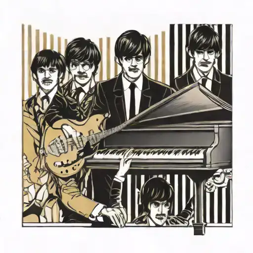 beatles op piano keys forming tattoo design idea
