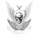 skull and wing and devil wing tattoo design idea