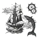 Incorporate elements of trading charts and graphs into a sea-themed tattoo design tattoo design idea