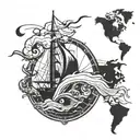 Incorporate elements of trading charts and graphs into a sea-themed tattoo design tattoo design idea
