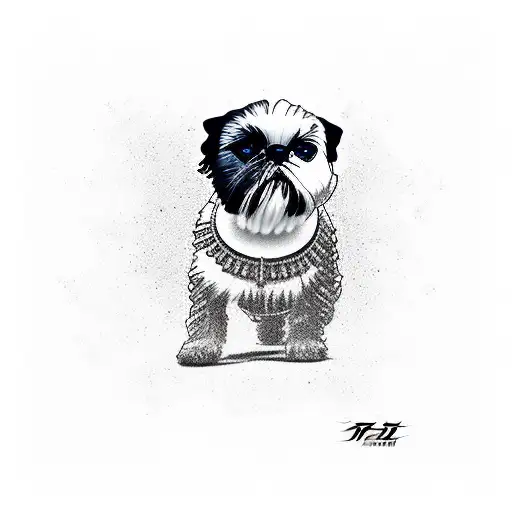 shih tzu riding motorcycle yamaha tattoo design idea