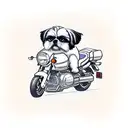 shih tzu riding motorcycle yamaha tattoo design idea