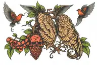 wings with poison tree between them tattoo design idea