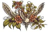 wings with poison tree between them tattoo design idea