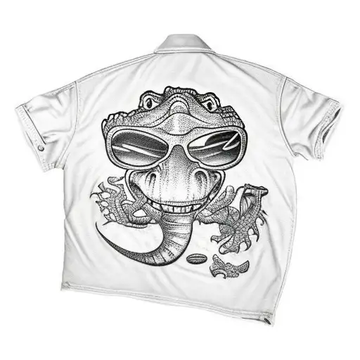aligator margarita palm shirt sunglasses tattoo design idea