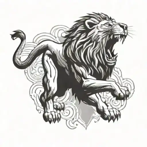 A lion roaring fiercely while wearing an Aston Villa football jersey, symbolizing strength and loyalty to the team tattoo design idea