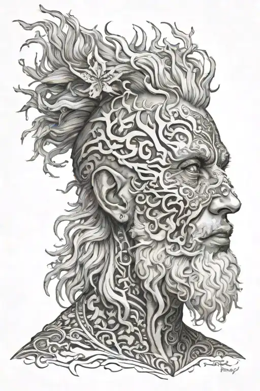 The hair of His head was white like wool, as white as snow, and His eyes were like a blazing fire. His feet were like  tattoo design idea