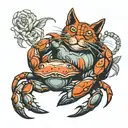 crab and cat intertwine  tattoo design idea