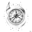 A clock tattoo with Roman digits and a vintage airplane tattoo design idea