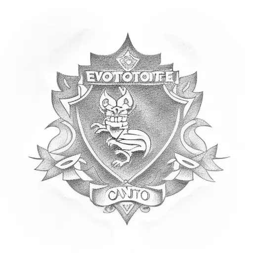 Create a tattoo featuring the Everton logo incorporated with card symbols tattoo design idea