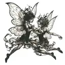 fairies flying tattoo design idea