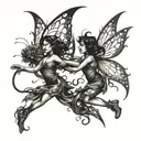 fairies flying tattoo design idea