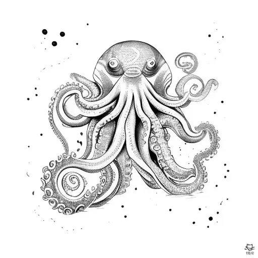 angry octopus holding sea trash and surfboards tattoo design idea