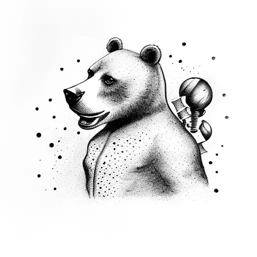 sad circus bear tattoo design idea