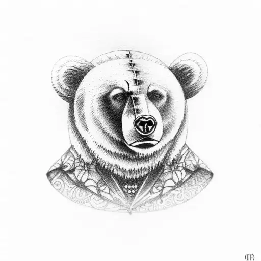 circus bear tattoo design idea