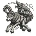 grey wolf and thunder lightning tattoo design idea