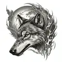grey wolf and thunder lightning tattoo design idea
