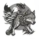 grey wolf and thunder lightning tattoo design idea