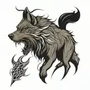 grey wolf and thunder lightning tattoo design idea