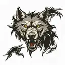 grey wolf and thunder lightning tattoo design idea