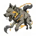 grey wolf and thunder lightning tattoo design idea