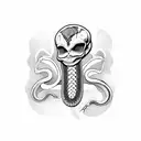 snake and snake skeleton tattoo design idea