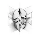two faces made with one line tattoo design idea
