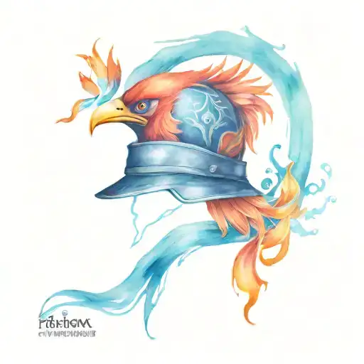 pheonix and firefighter helmet tattoo design idea