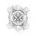 quantum computer with in detailed components tattoo design idea