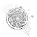 quantum computer with in detailed components tattoo design idea