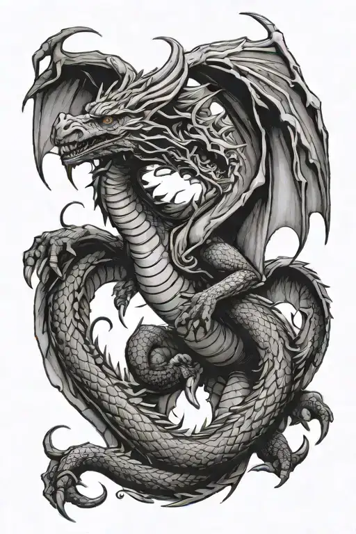 dragon flying tattoo design idea