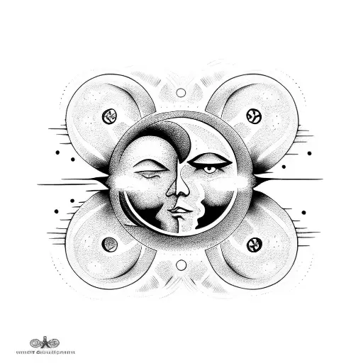 Moon and sun tattoo design idea