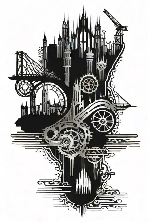Barcelona skyline tattoo design idea