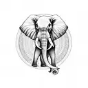 A majestic elephant with its trunk up, surrounded by intricate geometric patterns, symbolizing strength and wisdom tattoo design idea