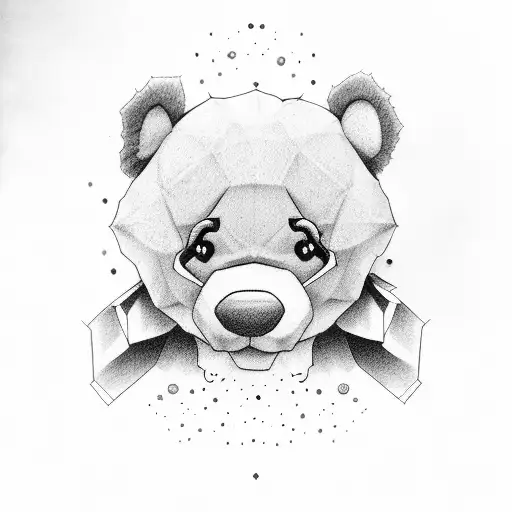 grand childs name and date of birth with blue teddy bear tattoo design idea