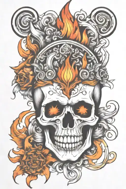skull and flame's tattoo design idea