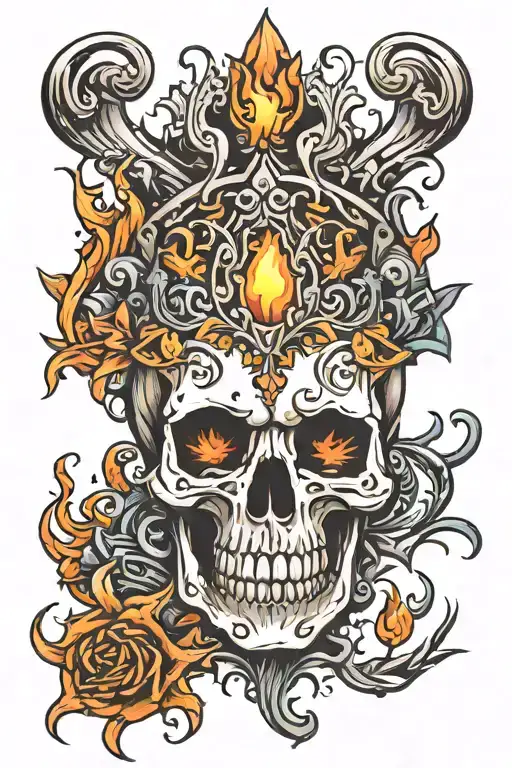 skull and flame's tattoo design idea
