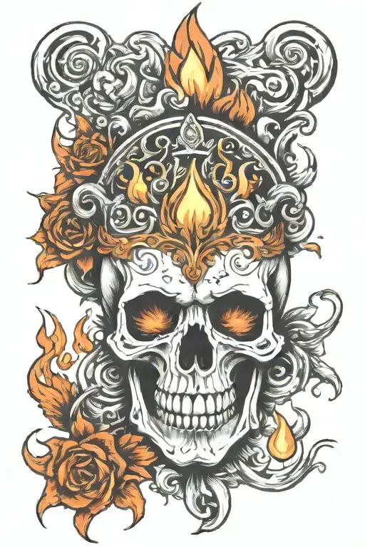 skull and flame's tattoo design idea