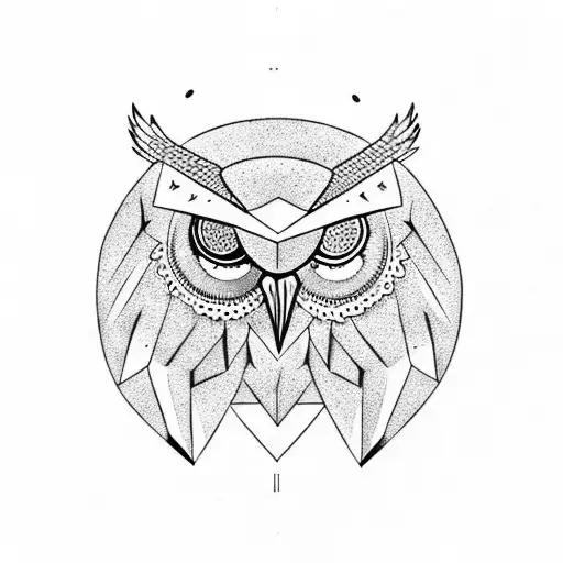 owl head, half skull, tree in background tattoo design idea