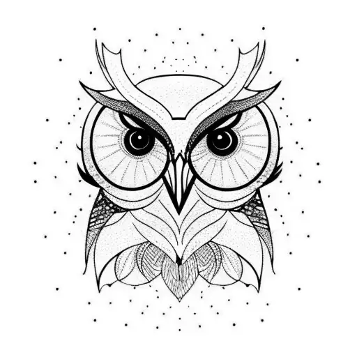 owl skull, tree in background tattoo design idea