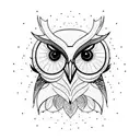 owl skull, tree in background tattoo design idea