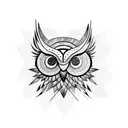 owl skull, tree in background tattoo design idea