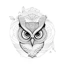 owl skull, tree in background tattoo design idea