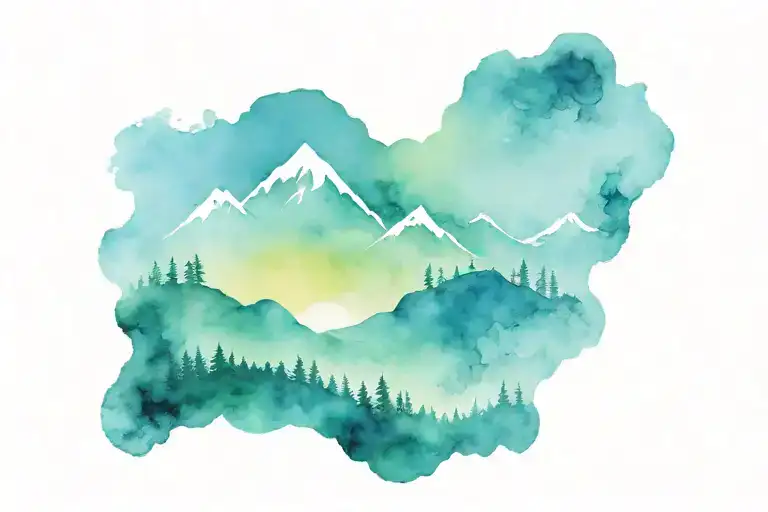 Nepal Mountain ranges tattoo design idea