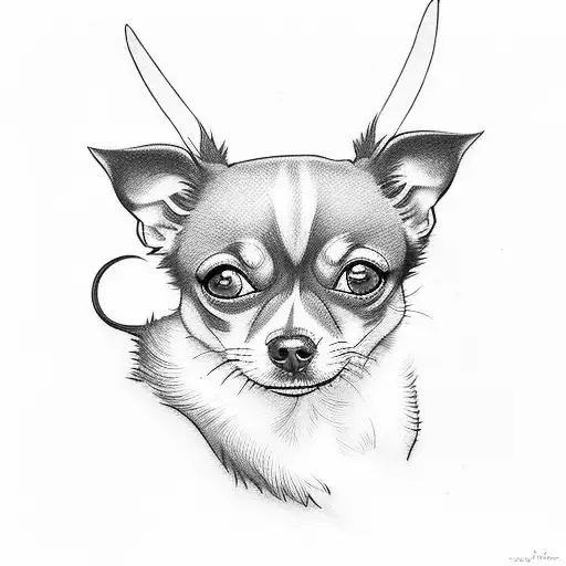the name max with chihuahua ears tattoo design idea